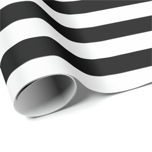 White Stripes with Black Background  DIY Color Wrapping Paper
