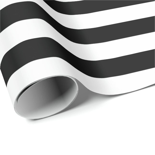 White Stripes with Black Background | DIY Color Wrapping Paper (Roll Corner)