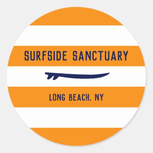 White Stripes with Changeable background Surf Classic Round Sticker