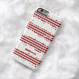 White Stripes With Dark Red Zigzag Chevron Barely There iPhone 6 Case
