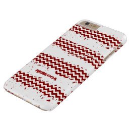 White Stripes With Dark Red Zigzag Chevron Barely There iPhone 6 Plus Case