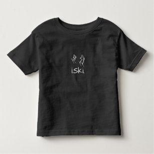 White Stylised Skiers Skiing logo and I Ski text Toddler T-shirt