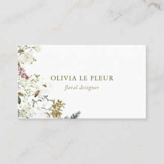 White | Stylish Minimal Botanical Business Card