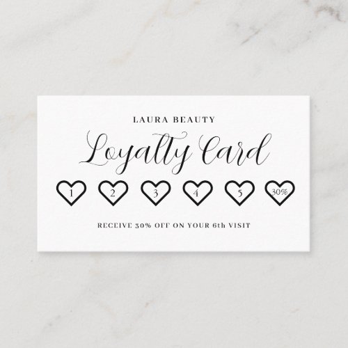 White Stylish Minimal Heart Love Loyalty Card