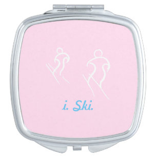 White Stylized Skiers Skiing and i. Ski. text Mirror For Makeup