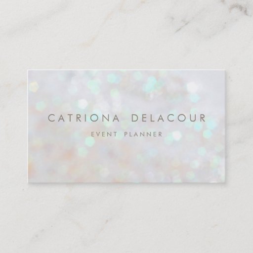 Customizable White Subtle Glitter Bokeh Business Card