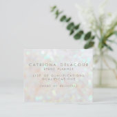 White Subtle Glitter Bokeh Business Employee Card (Standing Front)