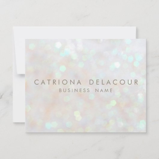 White Subtle Glitter Bokeh Business Employee Card (Back)