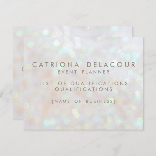 White Subtle Glitter Bokeh Business Employee Card (Front/Back)