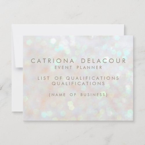 White Subtle Glitter Bokeh Business Employee Card