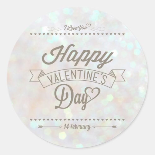 White Subtle Glitter Bokeh Valentines Day Sticker