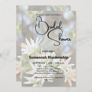 White Succulent Floral Background Bridal Shower Invitation