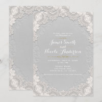 White Suede Leather Vintage Lace Western Wedding