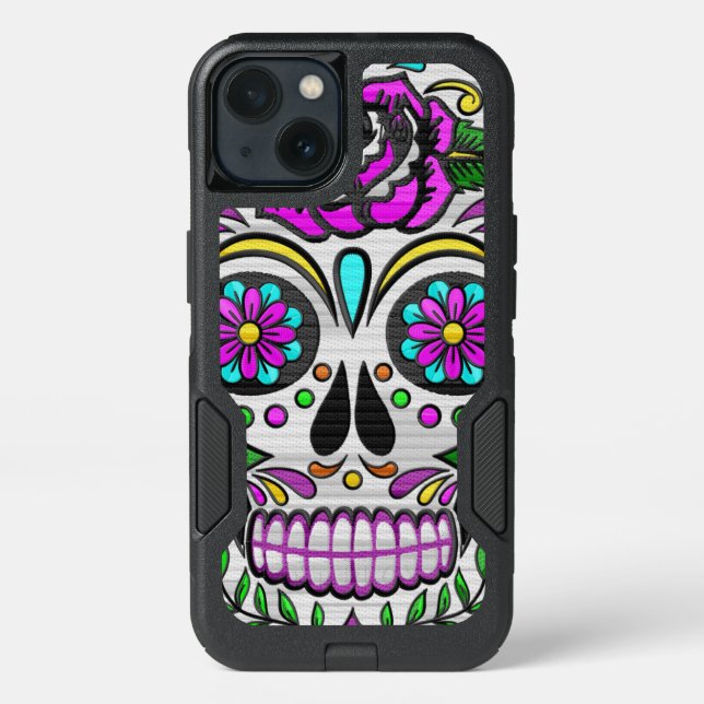 White Sugar Skull Otterbox iPhone Case (Back)