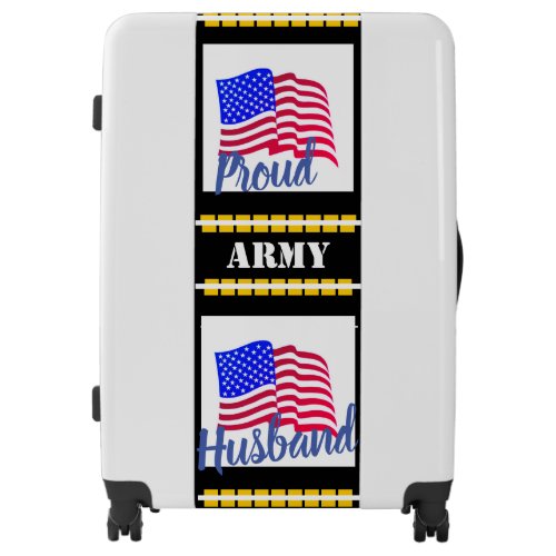White _ Suitcase Proud Army Husband