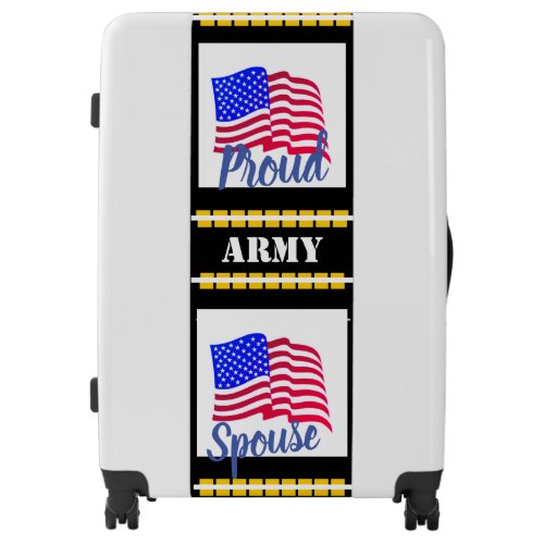 White _  Suitcase Proud Army Spouse Luggage