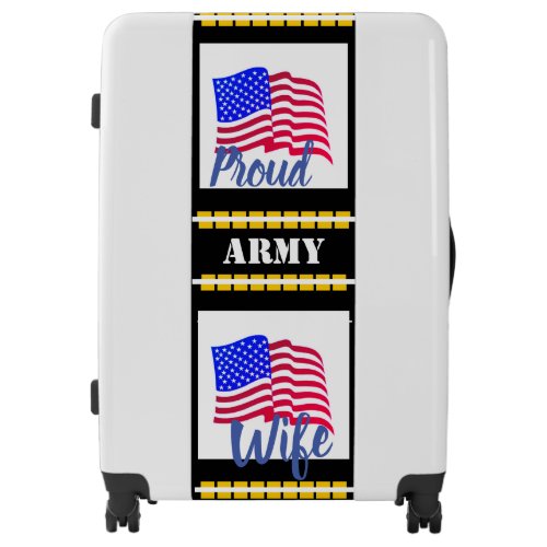 White _ Suitcase Proud Army Wife Luggage