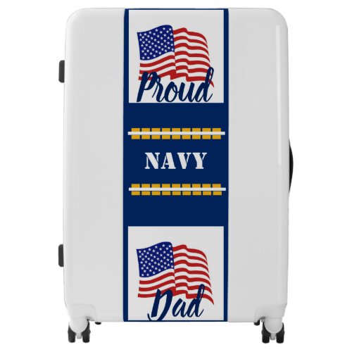 White _Suitcase Proud Navy Dad Luggage