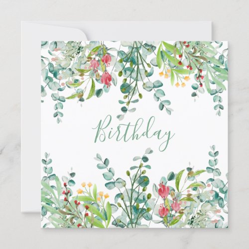 White summer flowers Birthday party Invitation