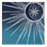 White Sun Moon Mandala Blue Gradient Design Acrylic Print