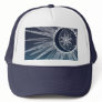 White Sun Moon Mandala Blue Gradient Design Trucker Hat