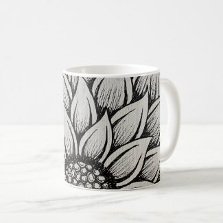 11 oz. or 15 oz. White Sunflower Mug