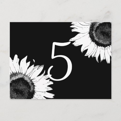White Sunflowers on Black Table Numbers