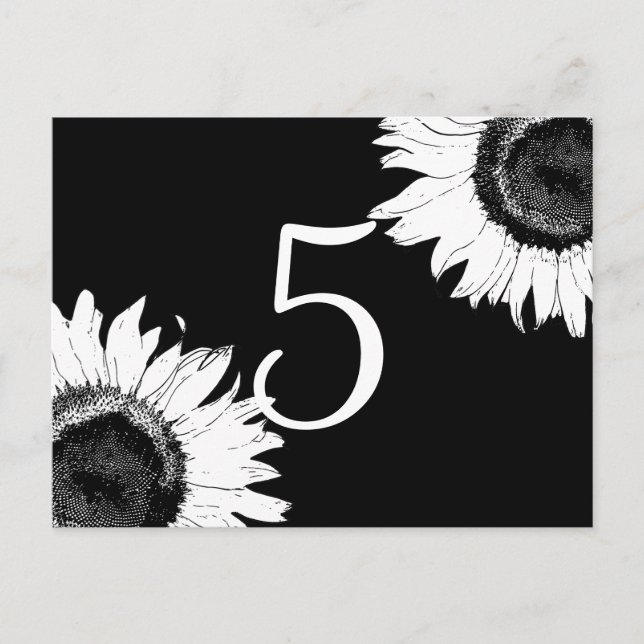White Sunflowers on Black Table Numbers (Front)