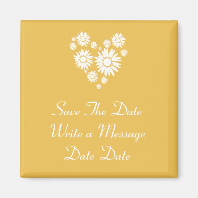 White Sunflowers Save The Date Magnet (Front)