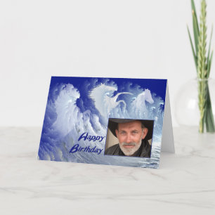 White Surf Horses Photo birthday card