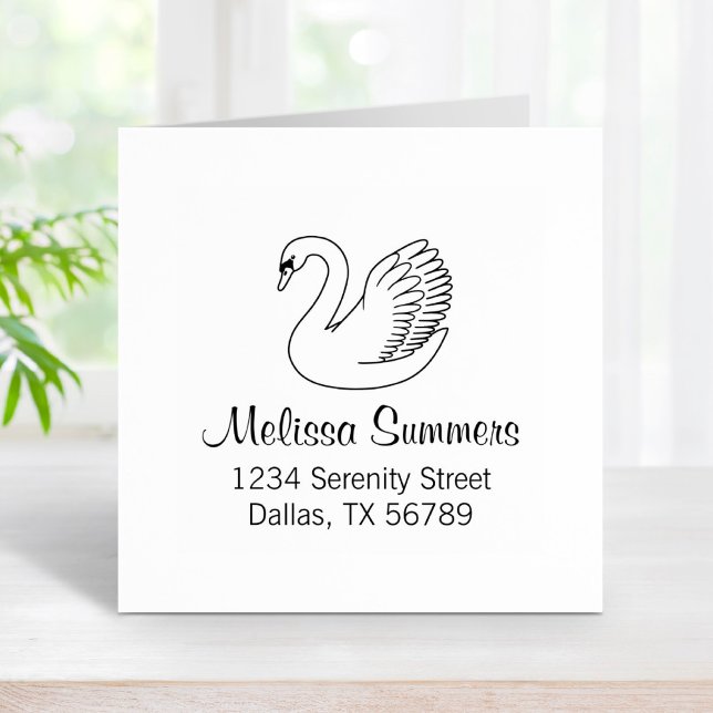 White Swan Address Rubber Stamp (Creator Uploaded)