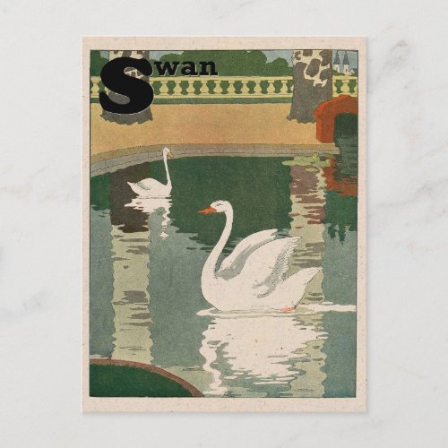 White Swan Alphabet Postcard