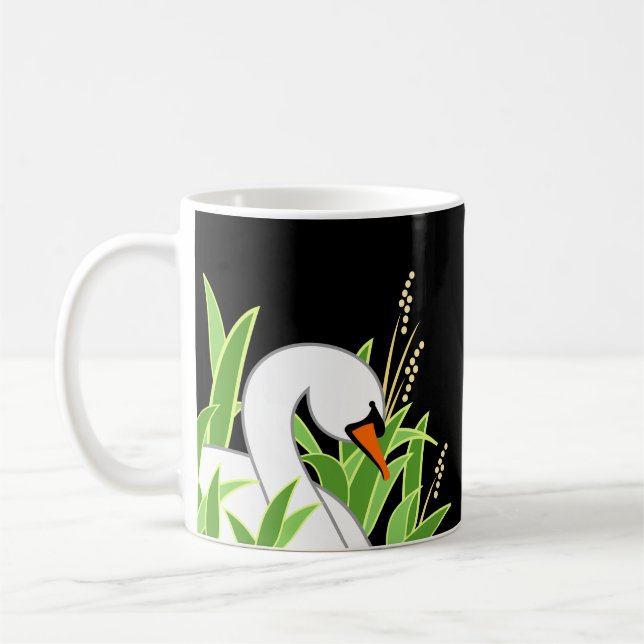 White Swan Among Reeds Coffee Mug (Left)
