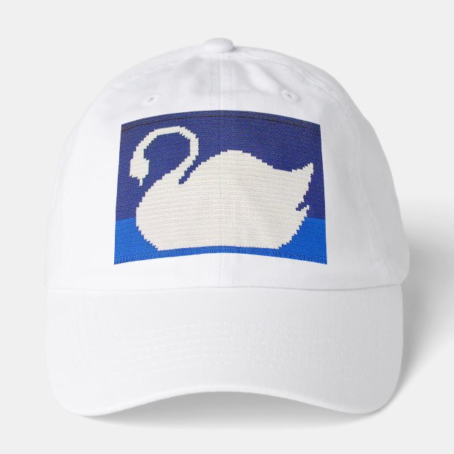White Swan and Cool Blue Shades Crochet Print on Hat (Front)
