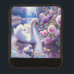 White Swan and Cygnet with Purple Roses Luggage Handle Wrap<br><div class="desc">Personalize your travels with the graceful touch of our White Swan and Cygnet with Purple Roses Luggage Handle Wrap. An impressionist's brush unveils a serene pond scene, where a majestic swan and its cygnet navigate amidst the enchanting embrace of purple roses. Crafted for comfort and style, this handle wrap seamlessly...</div>