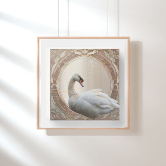 *~* White Swan Art Nouveau SC1 ethereal Wooden Box Sign