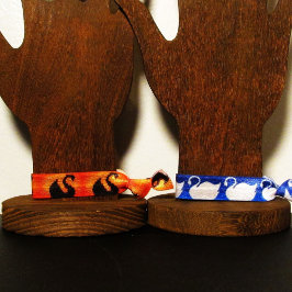 White Swan Artisan Crochet Print Elastic Wristband Hair Tie