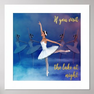 White Swan Ballerinas at Lake ballet custom text