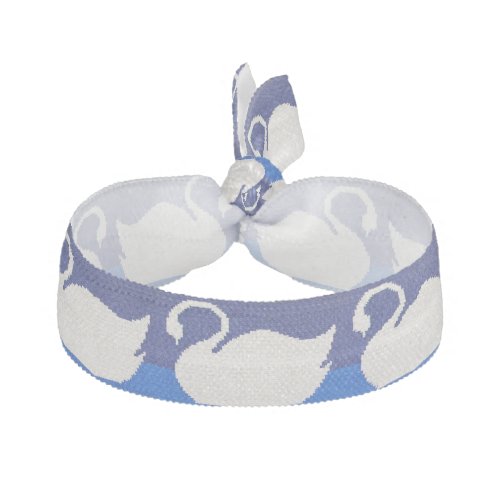 White Swan Blue Crochet Print Elastic Bracelet or Hair Tie