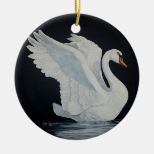 White Swan Ceramic Ornament