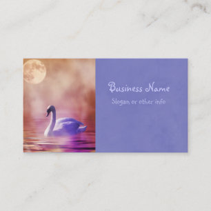 White Swan floating on a misty lake Business Card