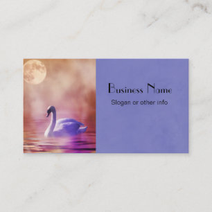 White Swan floating on a misty lake Business Card
