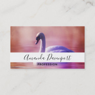White Swan floating on a misty lake Business Card