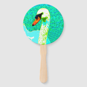 White Swan Head Hand Fan