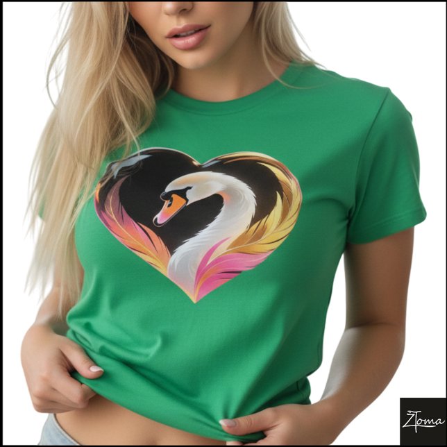 White Swan Heart Frame Neon Pop Art T-Shirt (Sample design. Several style are available to choose from, with the option to add a name & color.
)