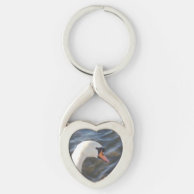 White Swan Heart Keychain (Front)