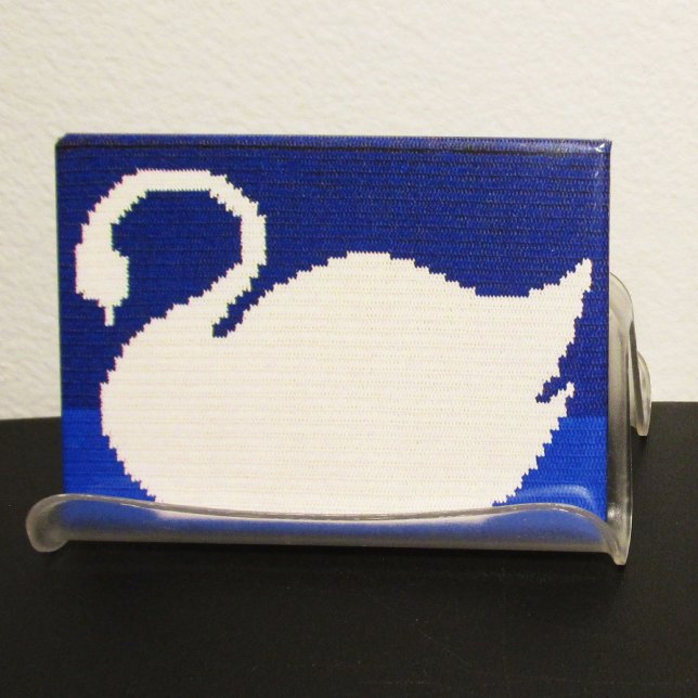 White Swan In Aqua Blue Lake Artisan Crochet Print Magnet (Creator Uploaded)