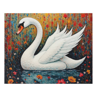 White Swan in Autumn Faux Canvas Print