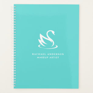 White Swan Minimalist Logo on Robin Egg Blue Planner