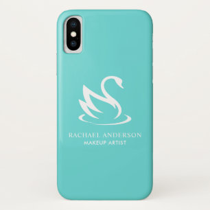 White Swan Minimalist on Robin Egg Blue iPhone X Case